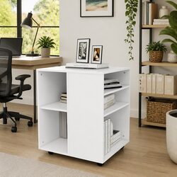 Versatile White Rolling Storage Cabinet for Any Room