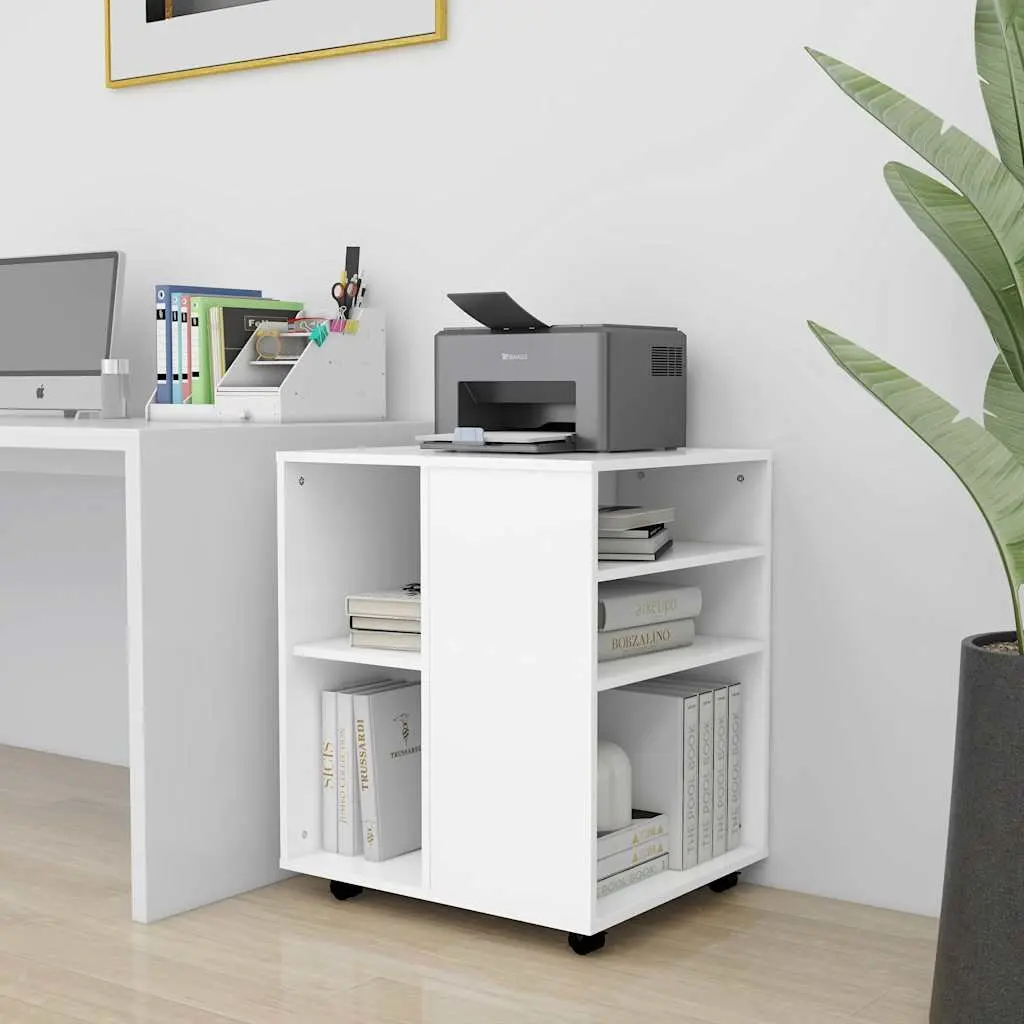 Rolling Storage Cabinet White Modern Engineered Wood Desk Organizer with