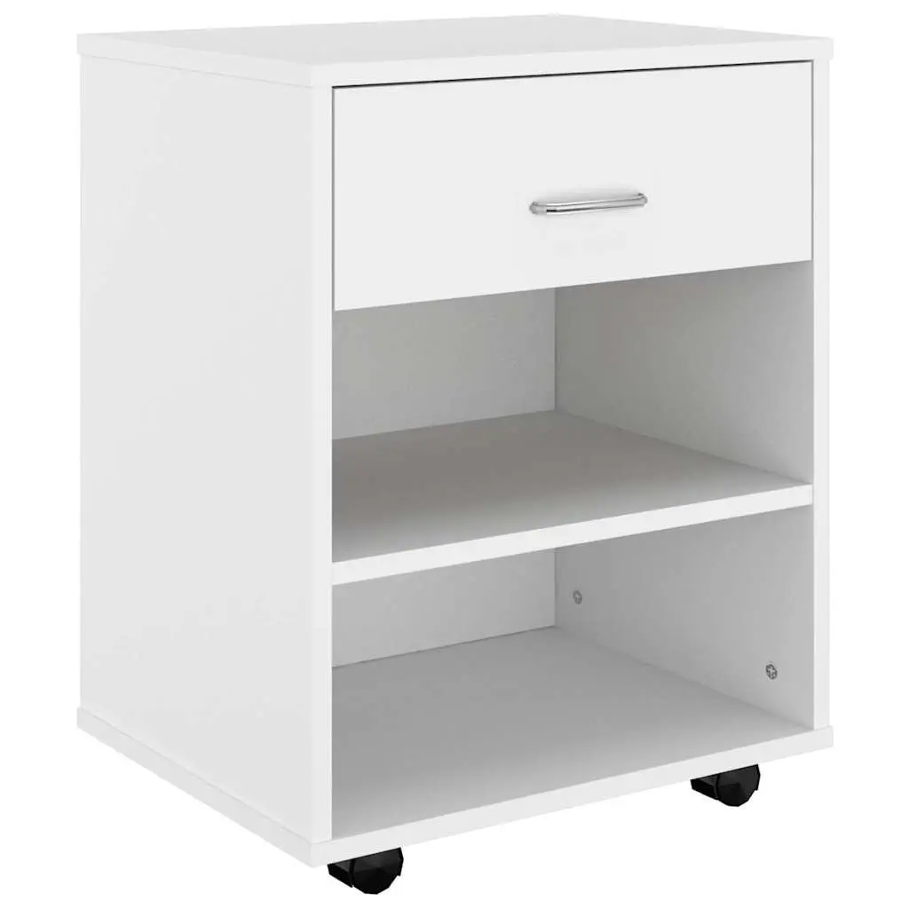 Rolling Storage Cabinet for Home Office White Engineered Wood