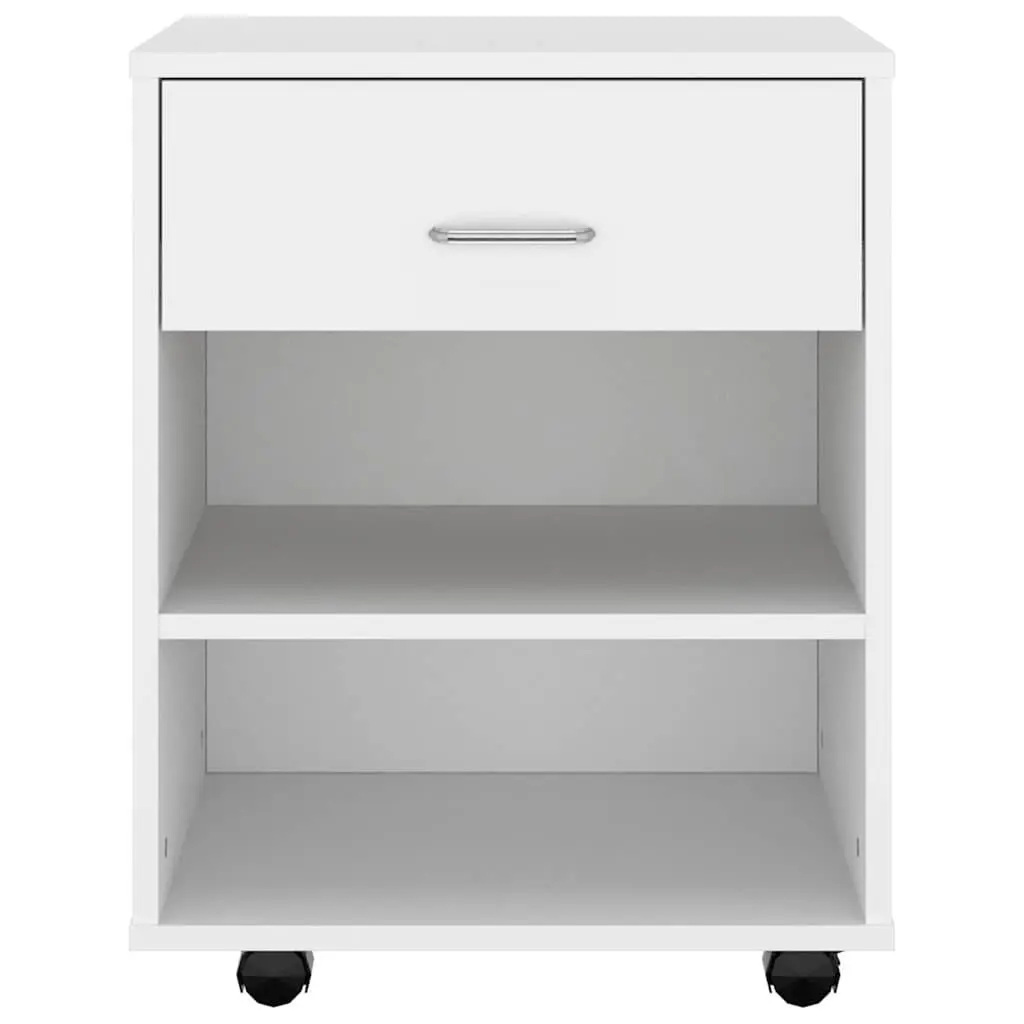 Rolling Storage Cabinet for Home Office White Engineered Wood