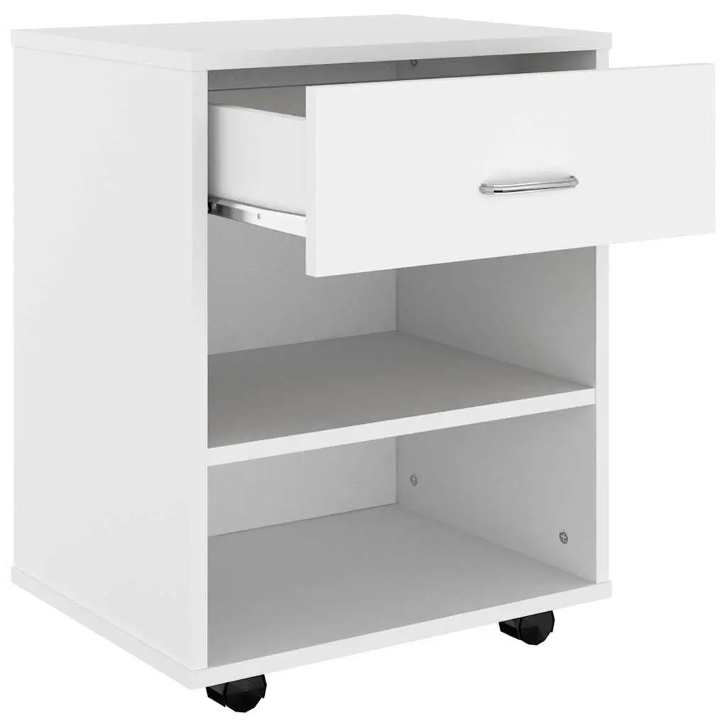 Rolling Storage Cabinet for Home Office White Engineered Wood