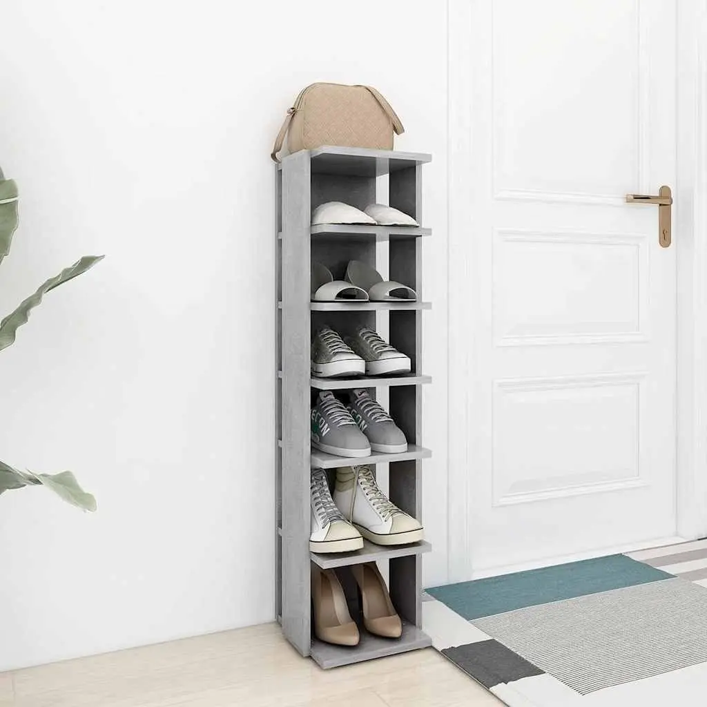 Shoe Cabinet Engineered Wood 102 cm Grey Narrow Corner 6 Shelves
