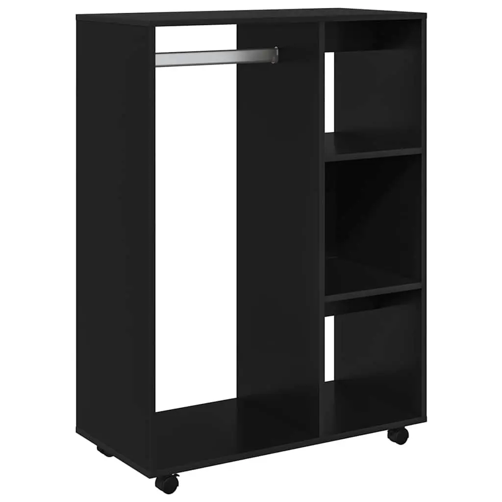 Wardrobe Cabinet Engineered Wood 80x40x110 cm Black Open Compartment Shelves