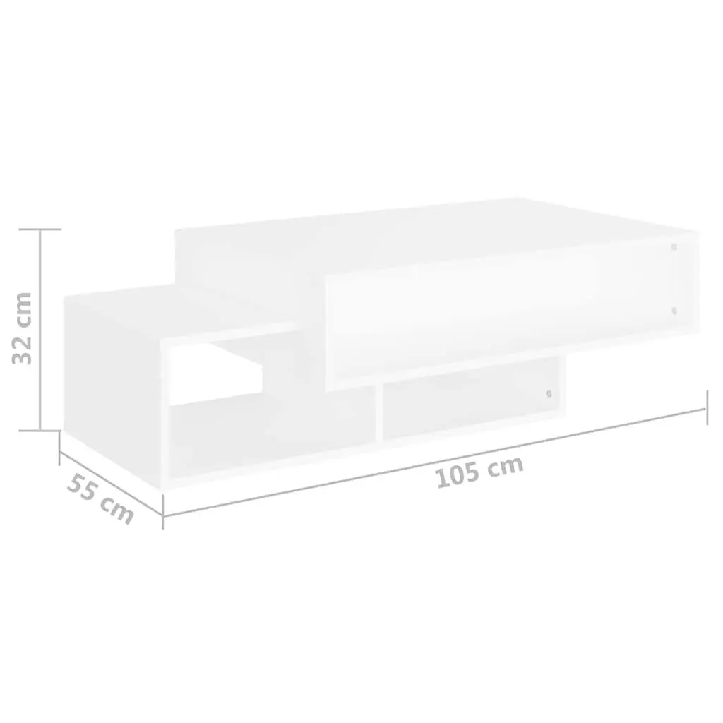 Coffee Table Engineered Wood White 105x55x32cm with Storage Compartments for Living Room