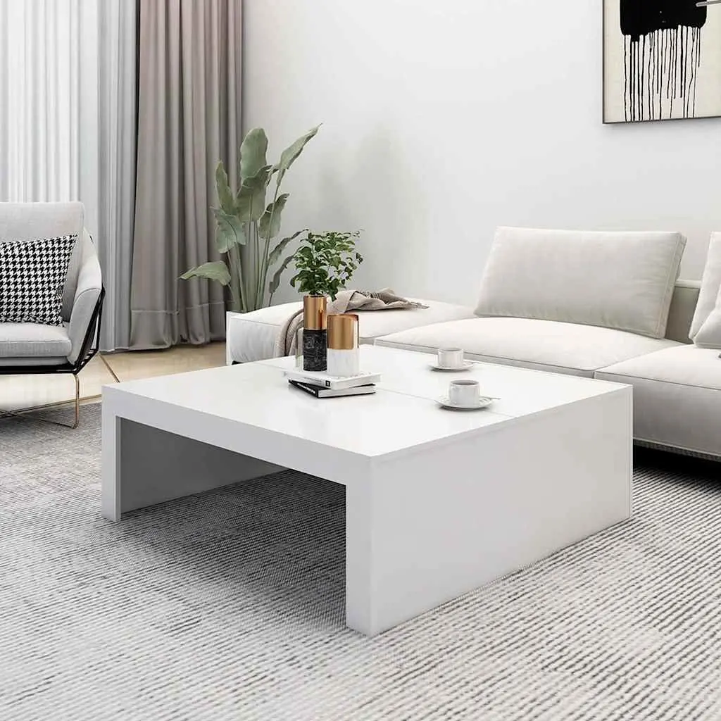 Coffee Table White Square Modern Accent Furniture Living Room Display Stand