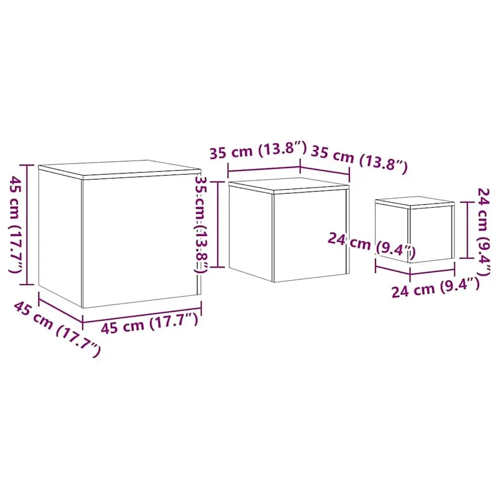 Accent Side Tables Engineered Wood Set of 3 White