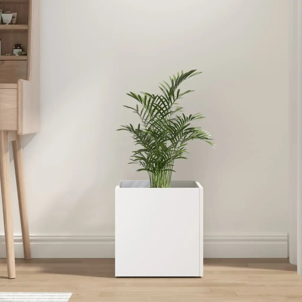 Planter Box Engineered Wood Moisture Resistant 40cm White Indoor Outdoor Flower Pot Garden Decor
