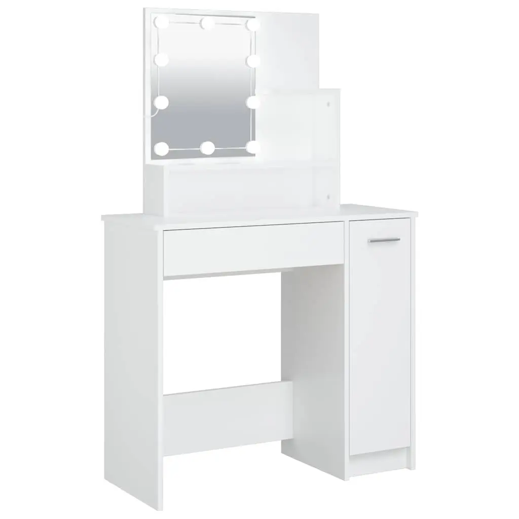 Dressing Table Engineered Wood 86.5 x 35 x 136 cm White with LED Mirror Lights