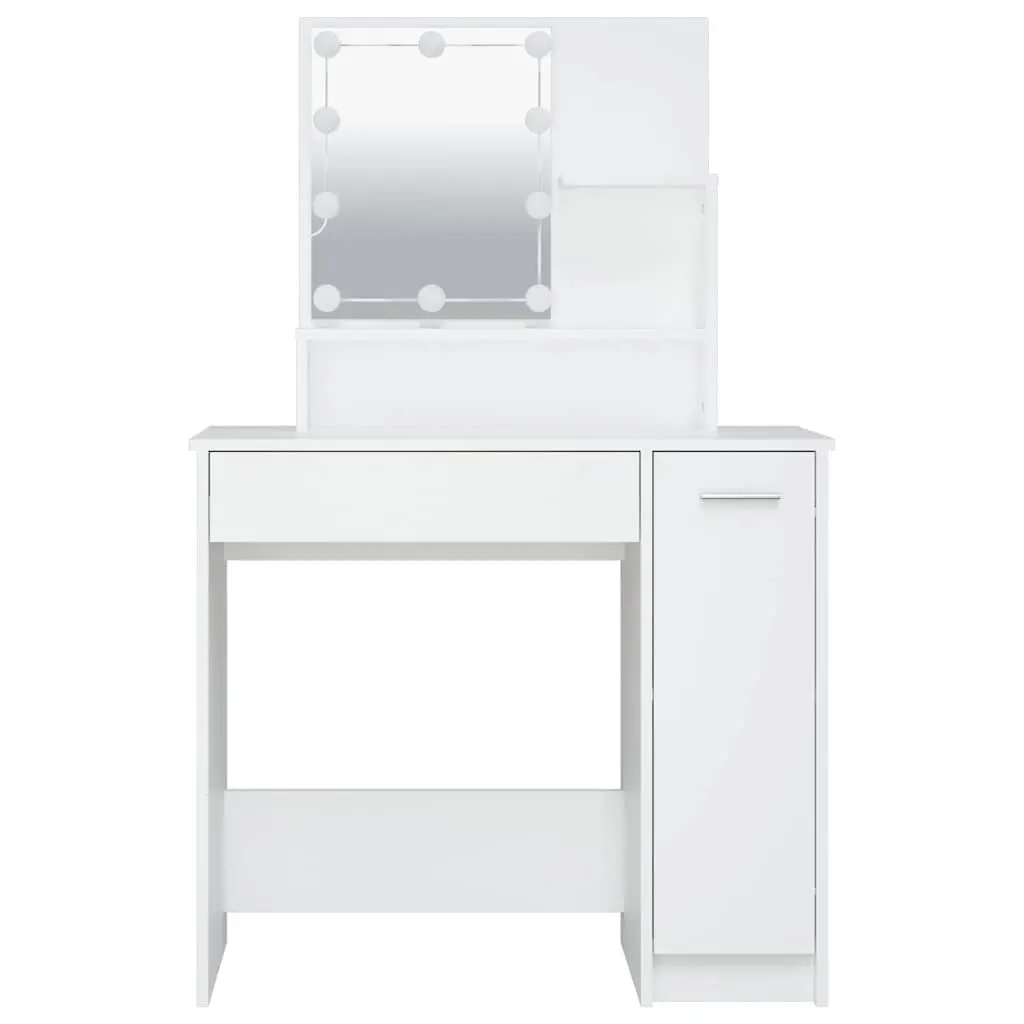 Dressing Table Engineered Wood 86.5 x 35 x 136 cm White with LED Mirror Lights