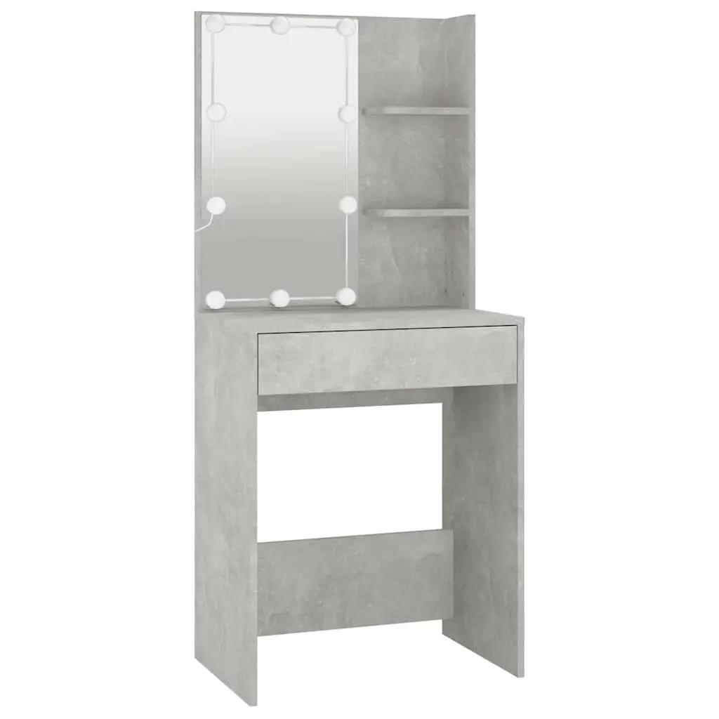 Dressing Table Engineered Wood 60W x 40D x 140H cm Grey with LED Mirror