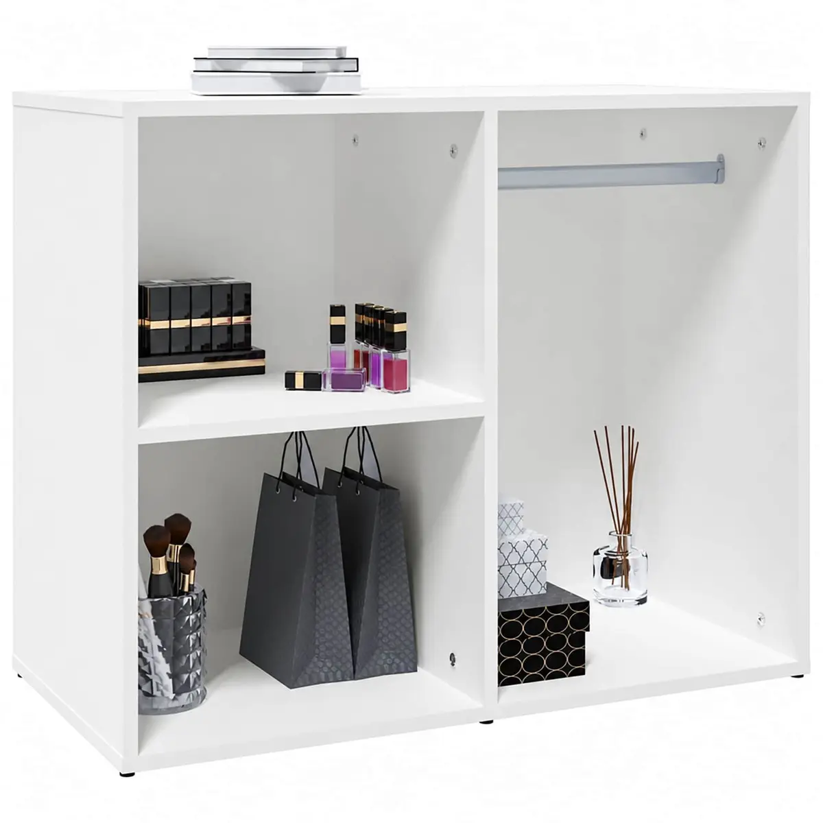 Dressing Cabinet Engineered Wood Makeup Organizer White Bedroom Storage 80x40x65cm