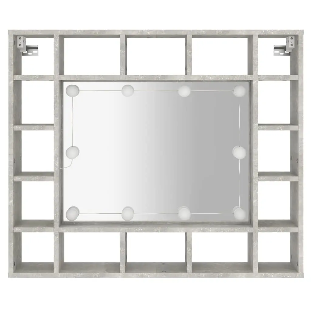 Bathroom Cabinet Engineered Wood Wall-Mounted 91 x 15 x 76.5 cm Grey with LED Lights