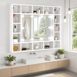Versatile LED Mirror Cabinet for Easy Bathroom Storage 91x15x76.5cm