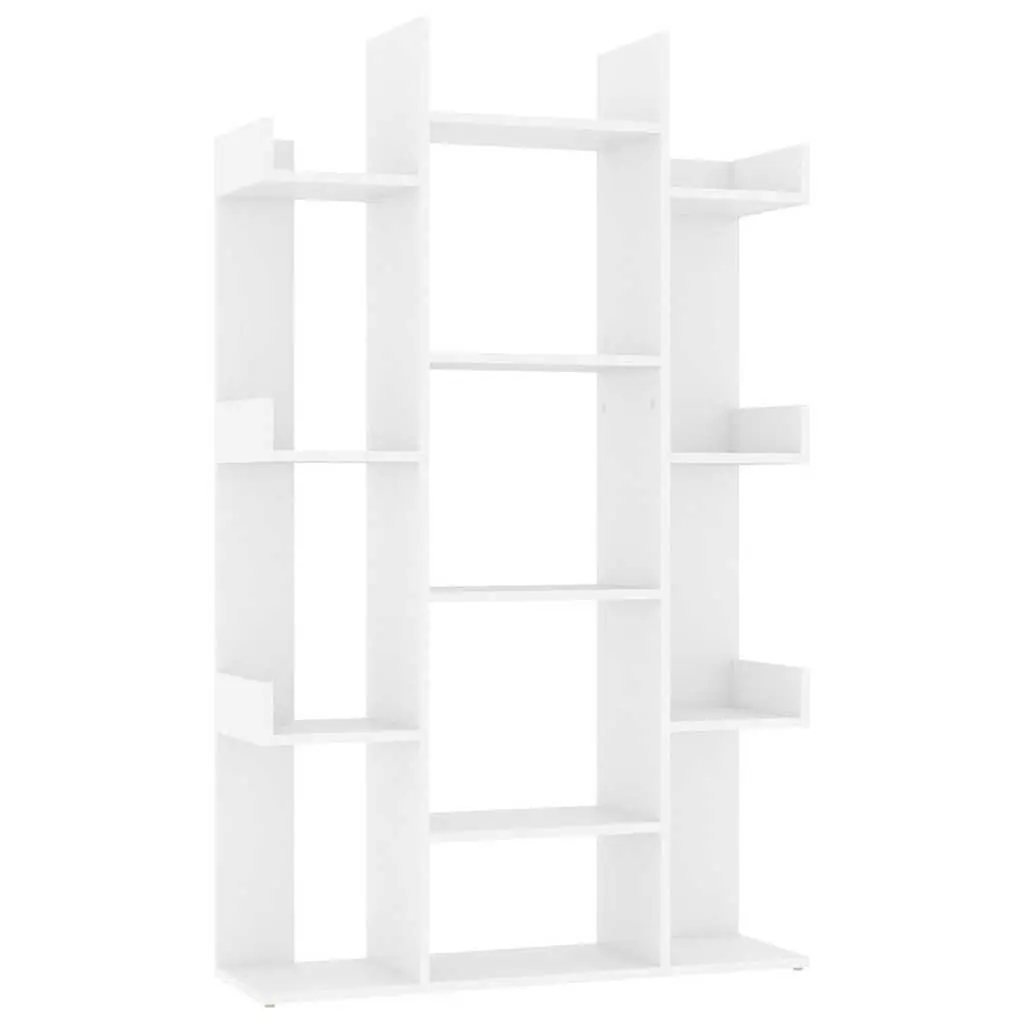 White Engineered Wood Storage Shelf Unit Book Cabinet 13 Compartments 140cm