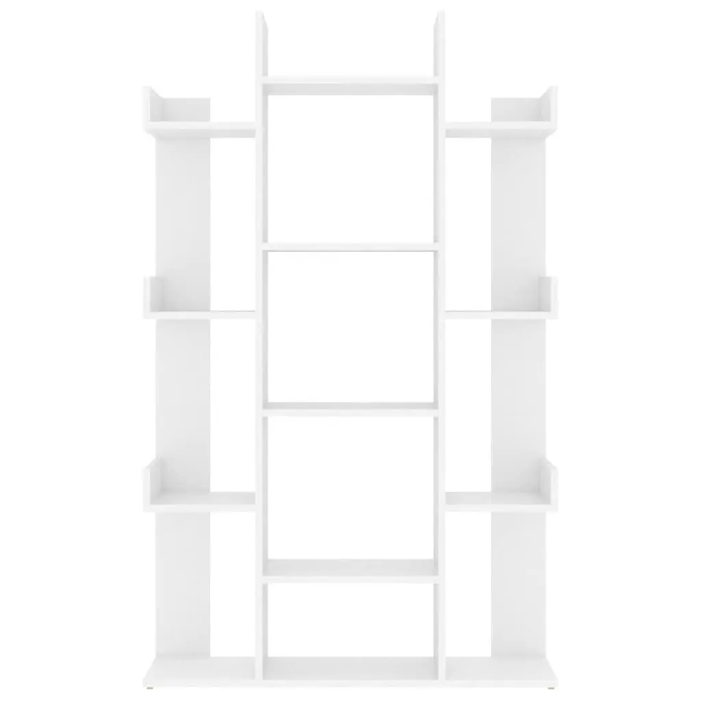 White Engineered Wood Storage Shelf Unit Book Cabinet 13 Compartments 140cm