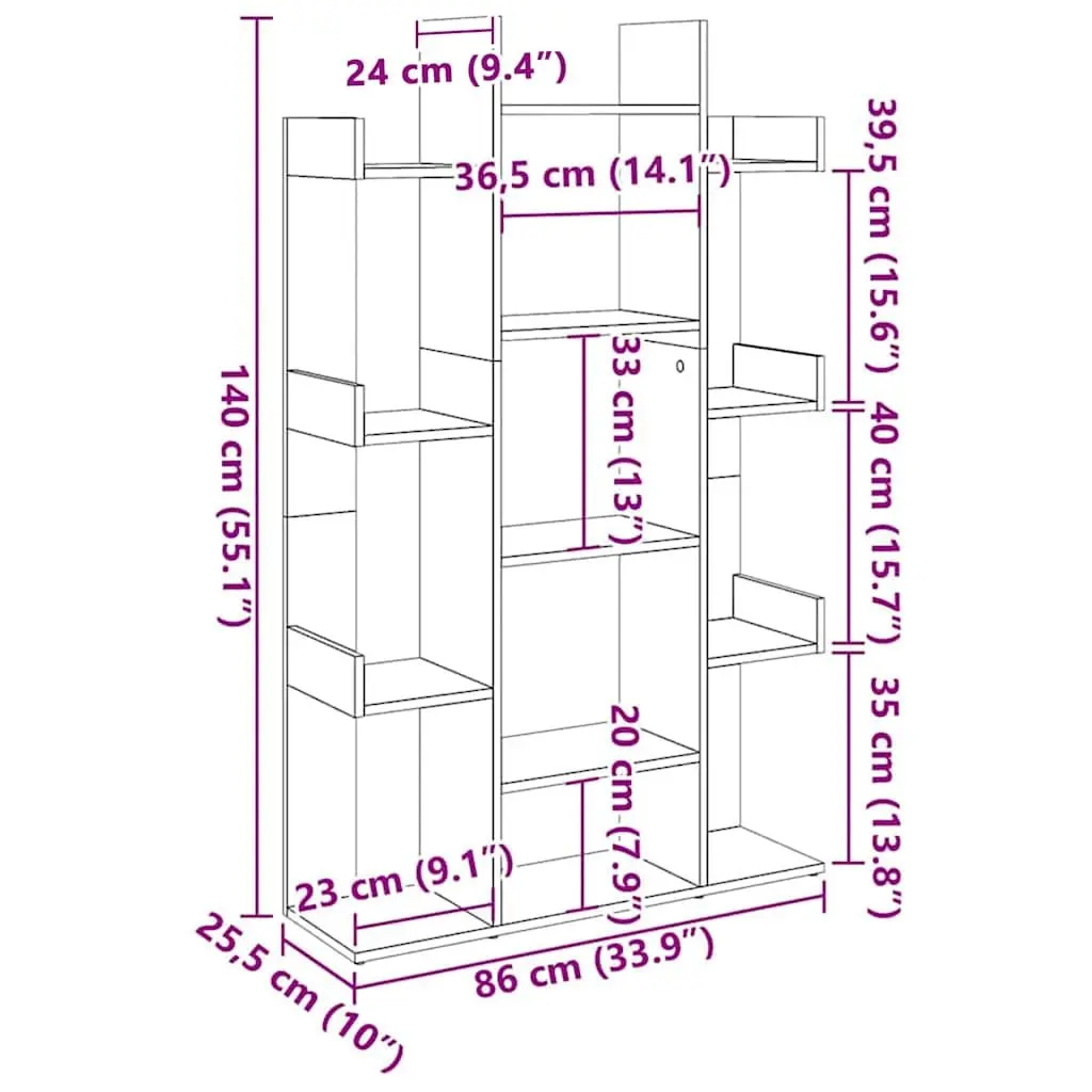 White Engineered Wood Storage Shelf Unit Book Cabinet 13 Compartments 140cm