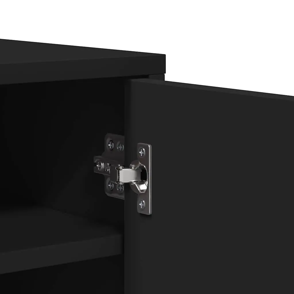 Shoe Cabinet Engineered Wood 5 Shelves Black Bedroom Hallway
