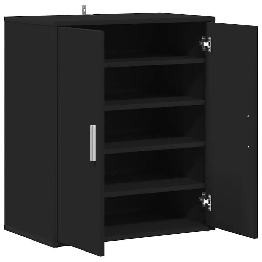 Shoe Cabinet Engineered Wood 5 Shelves Black Bedroom Hallway