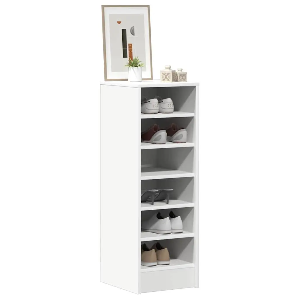 Shoe Cabinet Engineered Wood 31.5x35x90cm 6 Compartments White Storage Organizer for Bedroom Hallway
