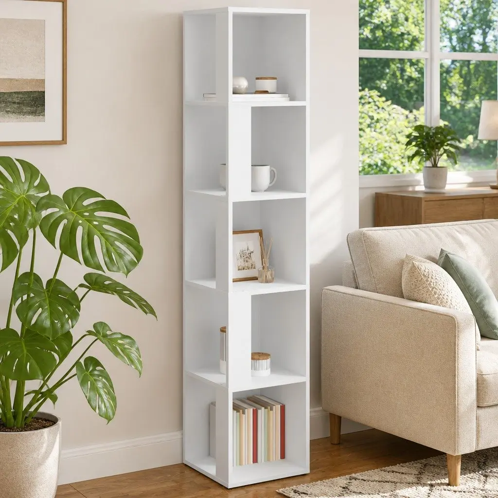 Corner Cabinet Engineered Wood 33 x 33 x 165 cm White 5 Compartments