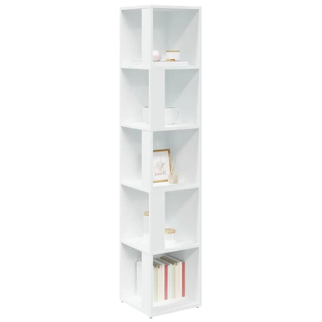 Corner Cabinet Engineered Wood 33 x 33 x 165 cm White 5 Compartments