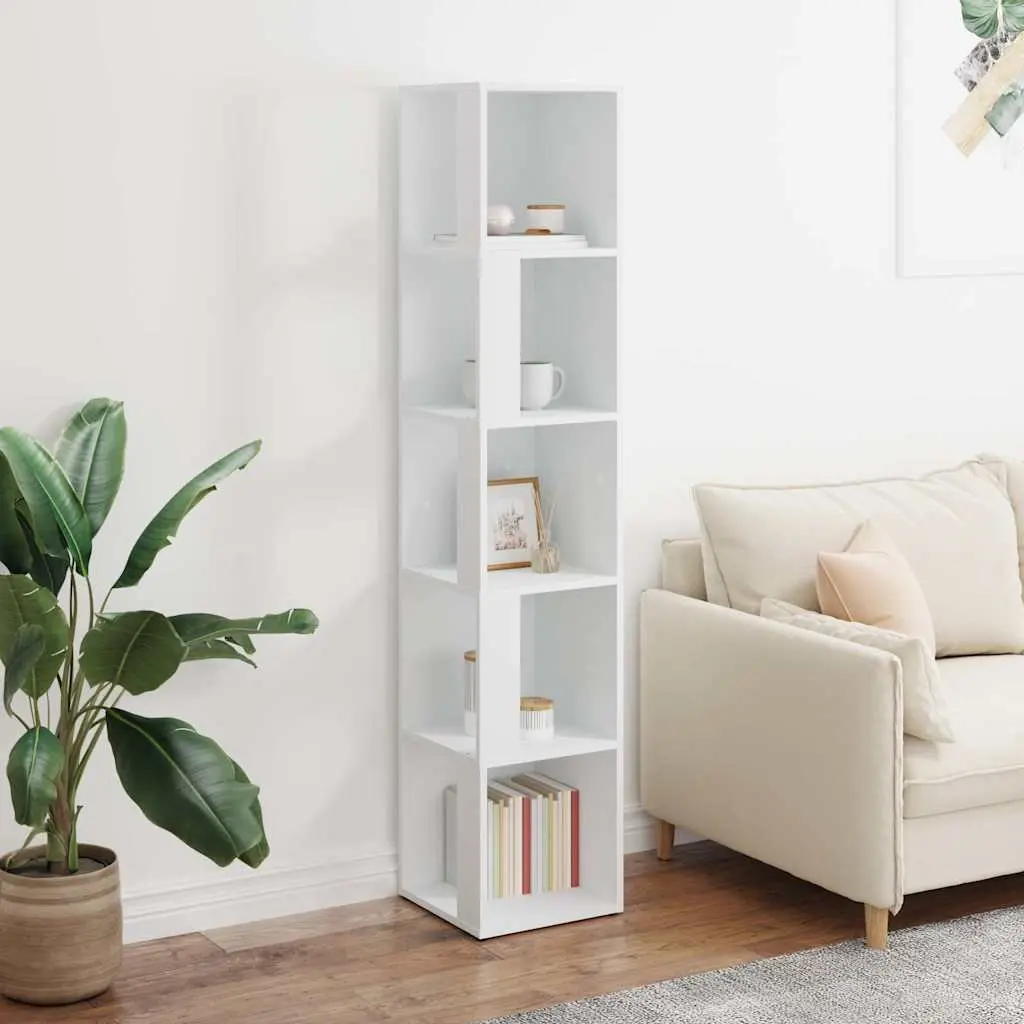 Corner Cabinet Engineered Wood 33 x 33 x 165 cm White 5 Compartments