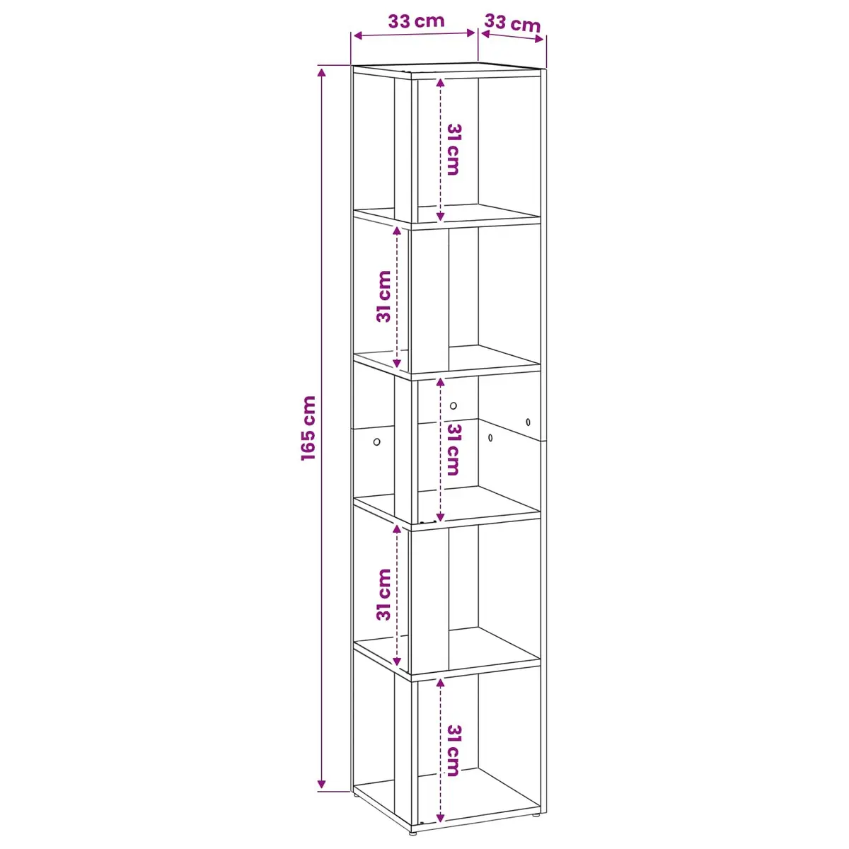 Corner Cabinet Engineered Wood 33 x 33 x 165 cm White 5 Compartments