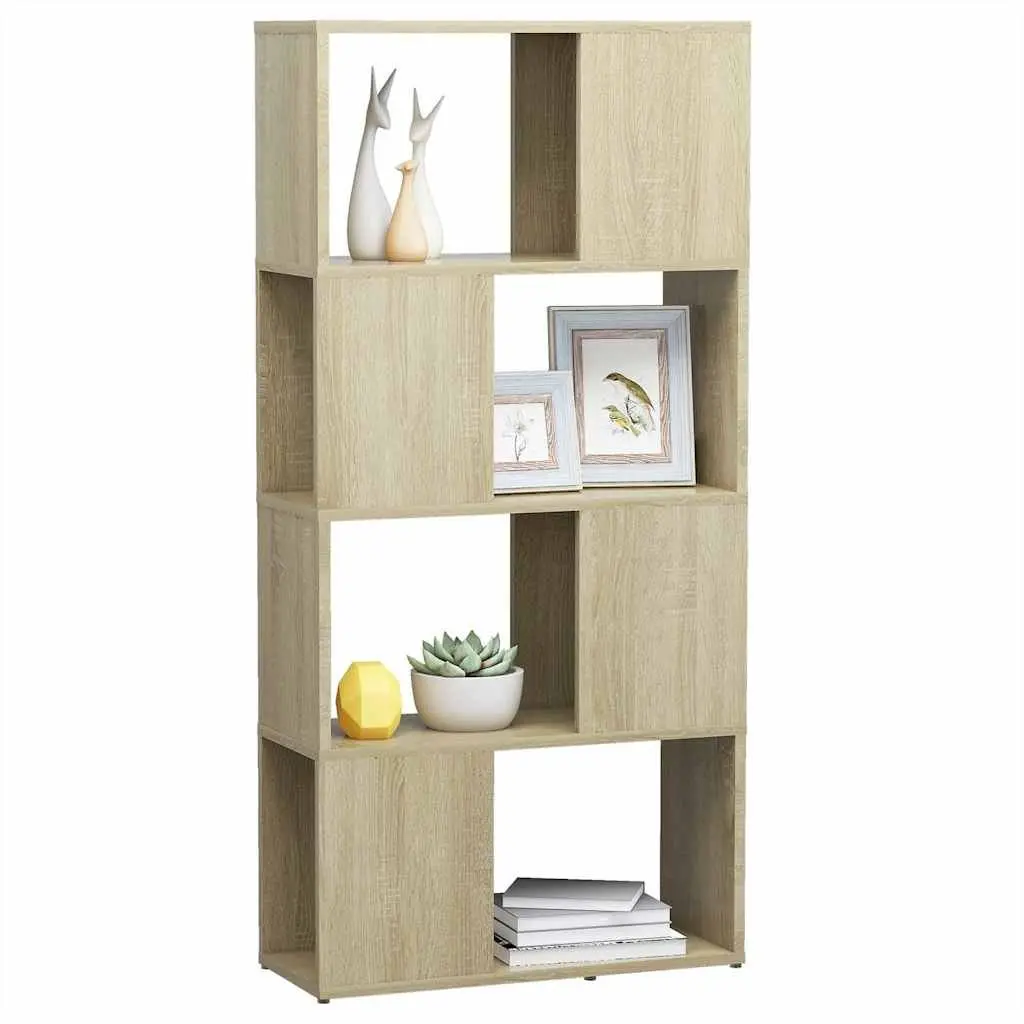 Book Cabinet Room Divider Engineered Wood 60x24x124.5cm Sonoma Oak Storage Shelving