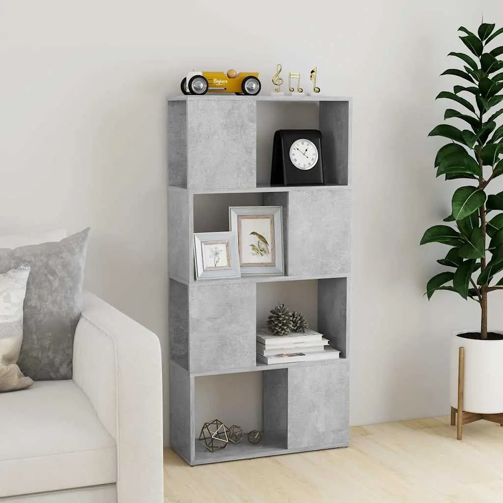 Grey 4 Compartment Shelving Unit Book Cabinet Storage Organizer Room Divider