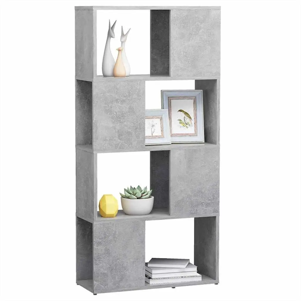Grey 4 Compartment Shelving Unit Book Cabinet Storage Organizer Room Divider