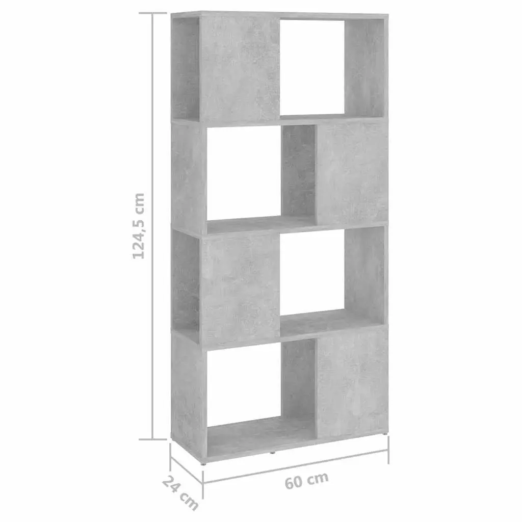 Grey 4 Compartment Shelving Unit Book Cabinet Storage Organizer Room Divider