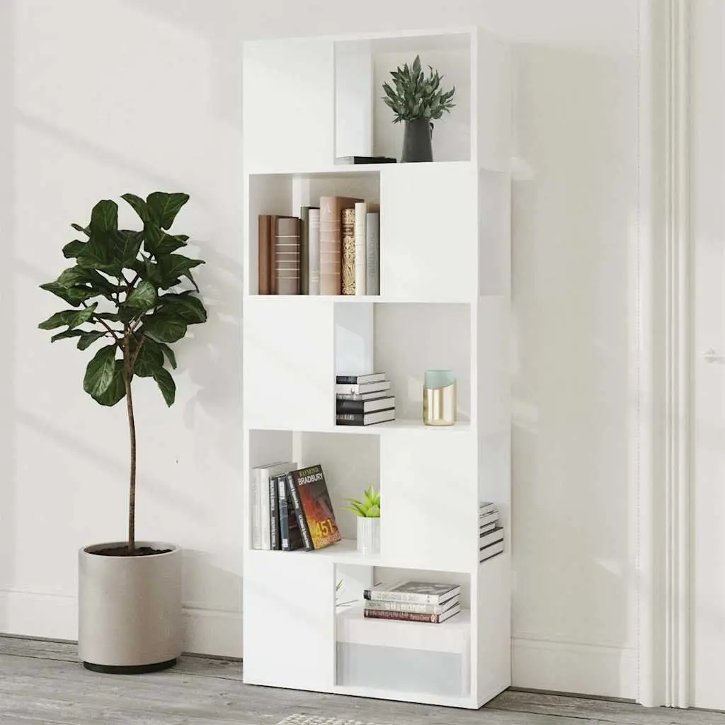 Bookcase Engineered Wood 60W x 24D x 155H cm White Open Shelving Room Divider Display Organizer Storage