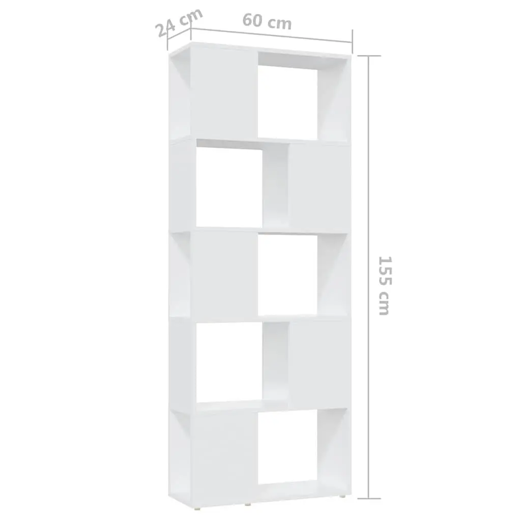 Bookcase Engineered Wood 60W x 24D x 155H cm White Open Shelving Room Divider Display Organizer Storage