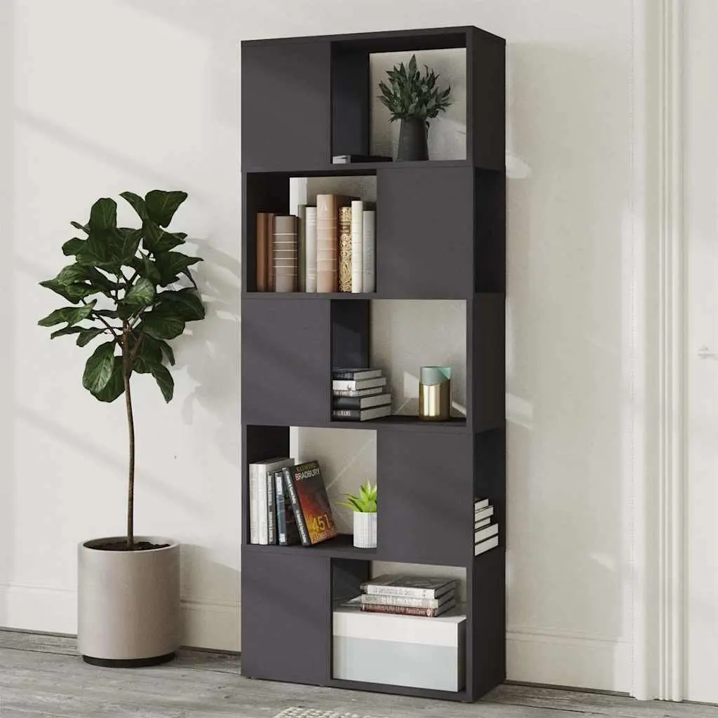 Open Shelving Unit Grey Engineered Wood Book Cabinet Storage Organiser Room Divider 60W x 24D x 155H cm