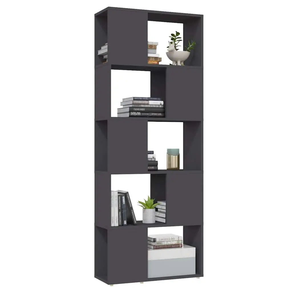 Open Shelving Unit Grey Engineered Wood Book Cabinet Storage Organiser Room Divider 60W x 24D x 155H cm