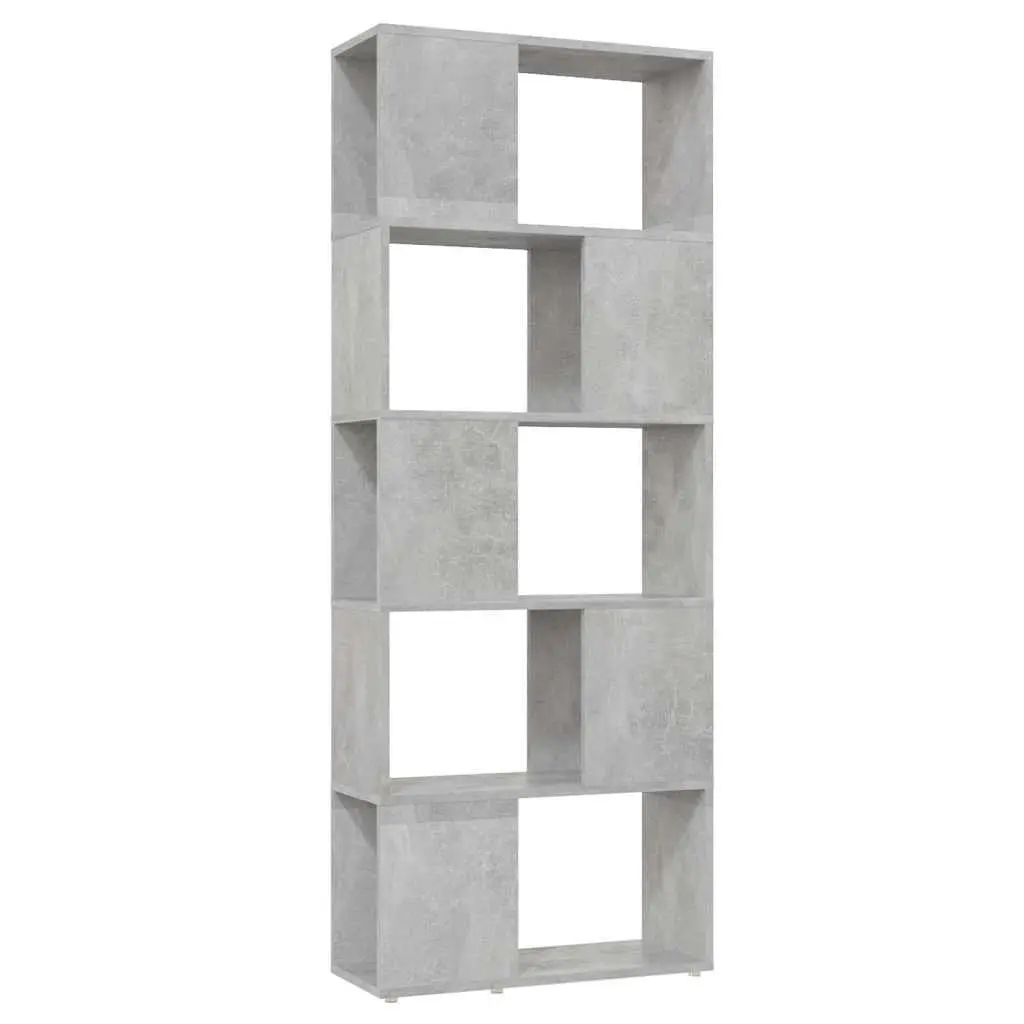 Book Cabinet Open Shelving Unit Grey Engineered Wood 60W x 24D x 155H cm