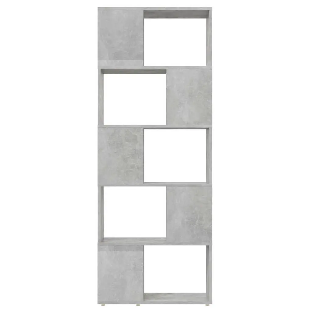 Book Cabinet Open Shelving Unit Grey Engineered Wood 60W x 24D x 155H cm