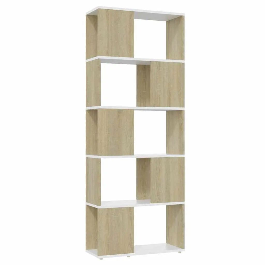 Book Cabinet Room Divider White & Sonoma Oak 60x24x155cm Bookcase Storage Shelf