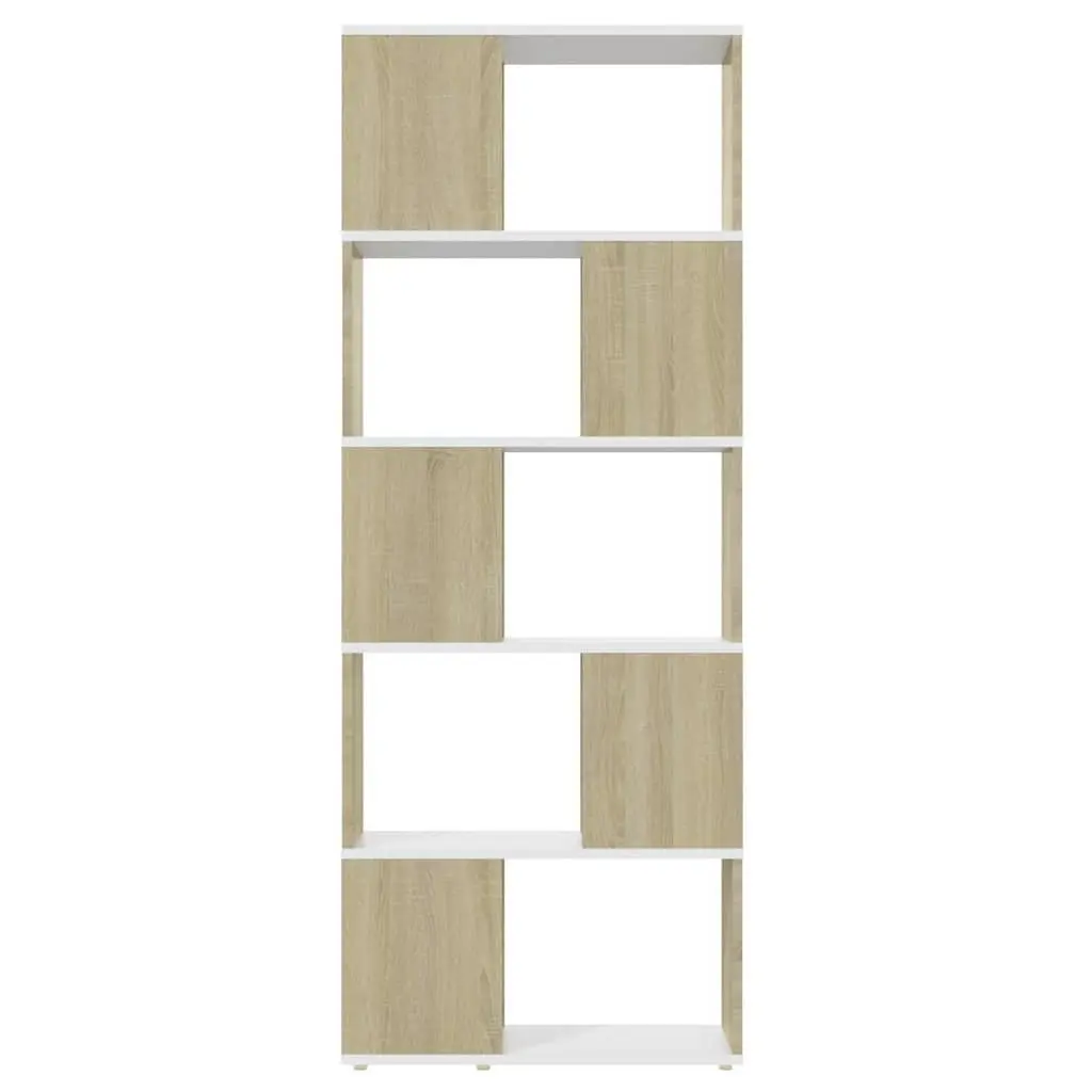 Book Cabinet Room Divider White & Sonoma Oak 60x24x155cm Bookcase Storage Shelf