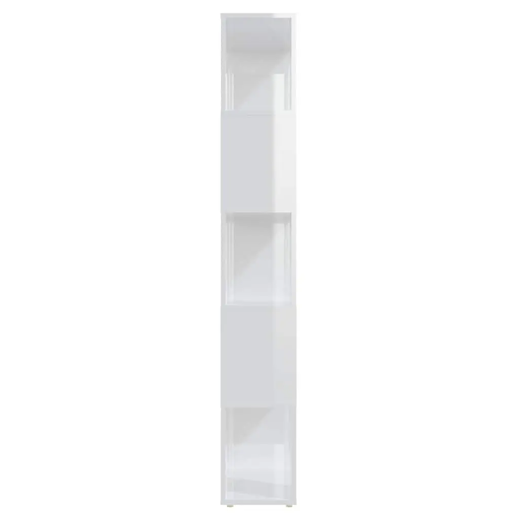 Bookcase Engineered Wood Open Shelf Unit High Gloss White 60x24x155cm Room Divider