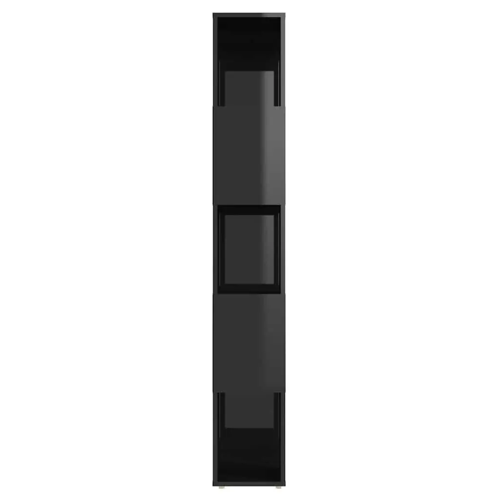 Book Cabinet Engineered Wood High Gloss Black 60x24x155cm Room Divider Shelving Unit