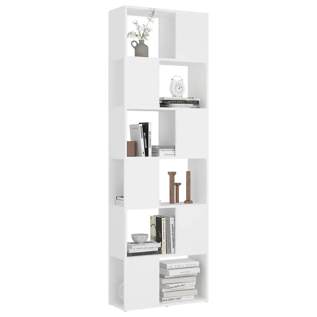 Book Cabinet Room Divider White Storage Shelf 60W x 24D x 186H cm 6 Compartments