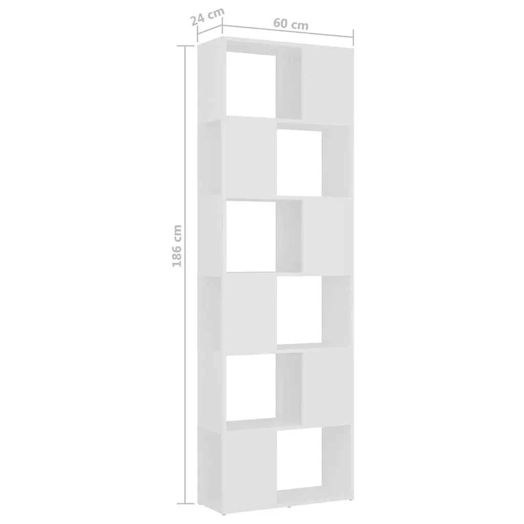 Book Cabinet Room Divider White Storage Shelf 60W x 24D x 186H cm 6 Compartments