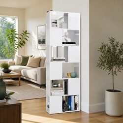 Versatile Book Cabinet Room Divider with 6 Shelves