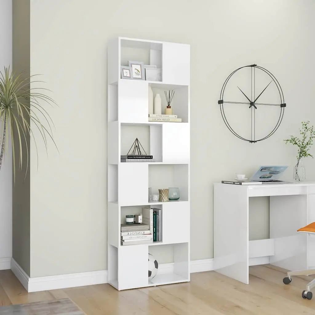 Book Cabinet Room Divider High Gloss White 60x24x186cm Bookshelf Shelving Unit