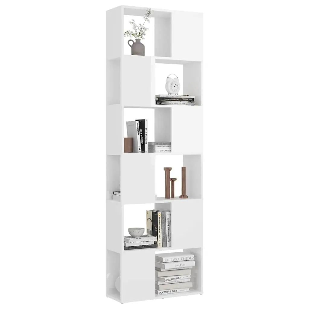 Book Cabinet Room Divider High Gloss White 60x24x186cm Bookshelf Shelving Unit