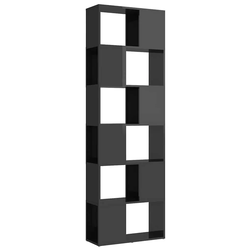 Book Cabinet High Gloss Grey 60x24x186cm Room Divider Storage Shelf