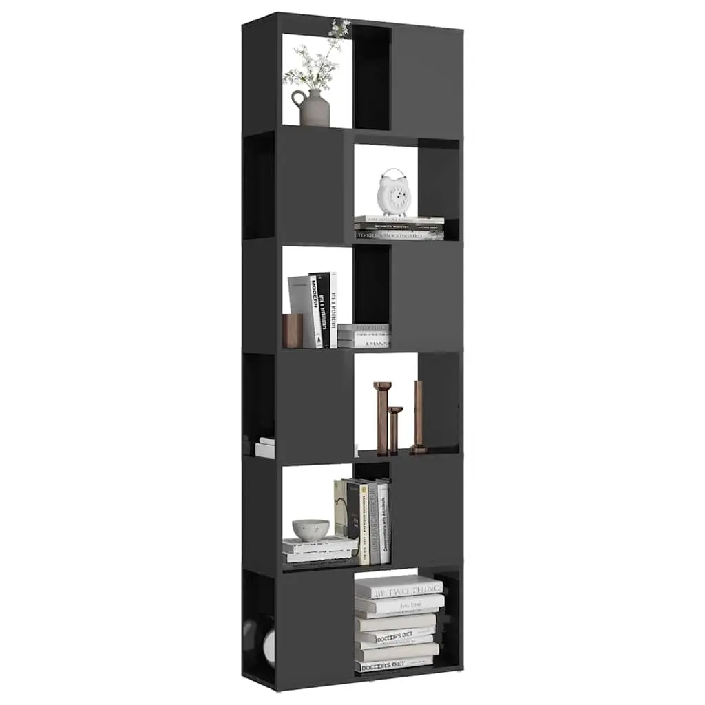 Book Cabinet High Gloss Grey 60x24x186cm Room Divider Storage Shelf