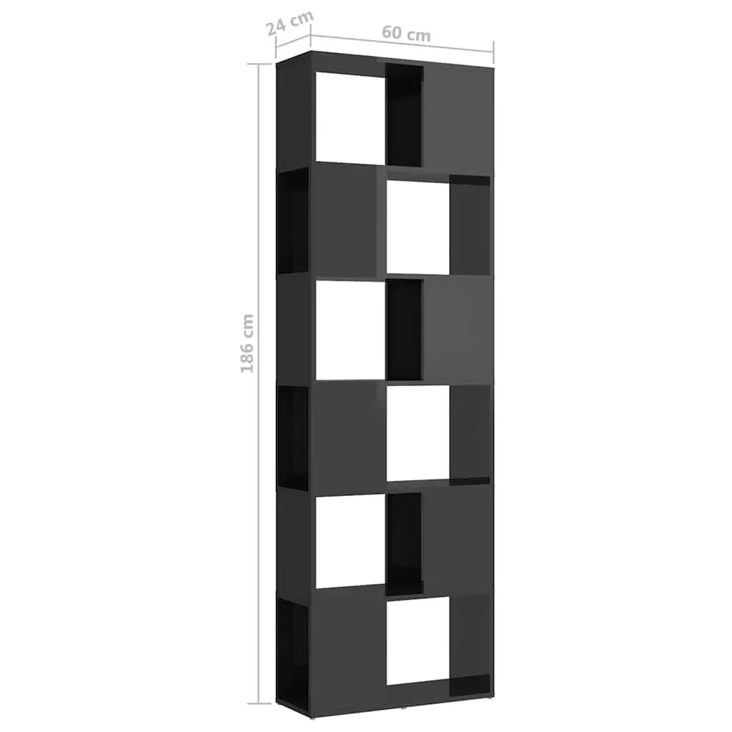 Book Cabinet High Gloss Grey 60x24x186cm Room Divider Storage Shelf