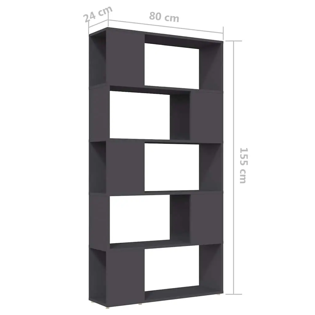 Book Cabinet Room Divider Engineered Wood 80x24x155cm Grey
